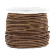 Round DQ leather cord 1mm Vintage taupe brown
